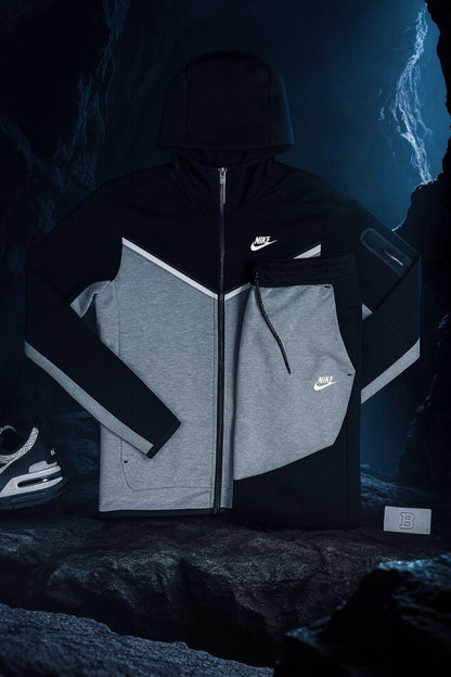 Conjunto Nike Tech Fleece Cinza com Preto